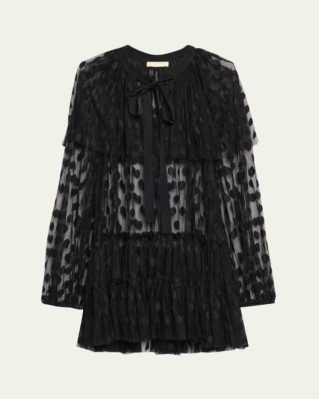 Audette Long-Sleeve Lace Mini Dress